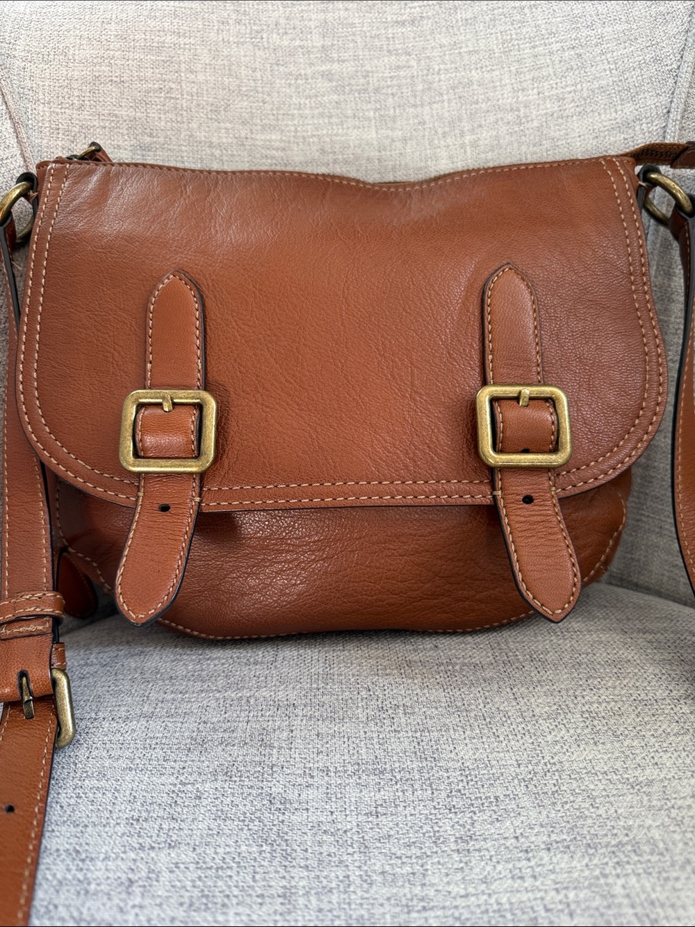 FRYE Timeless Leather Crossbody Bag in Cognac